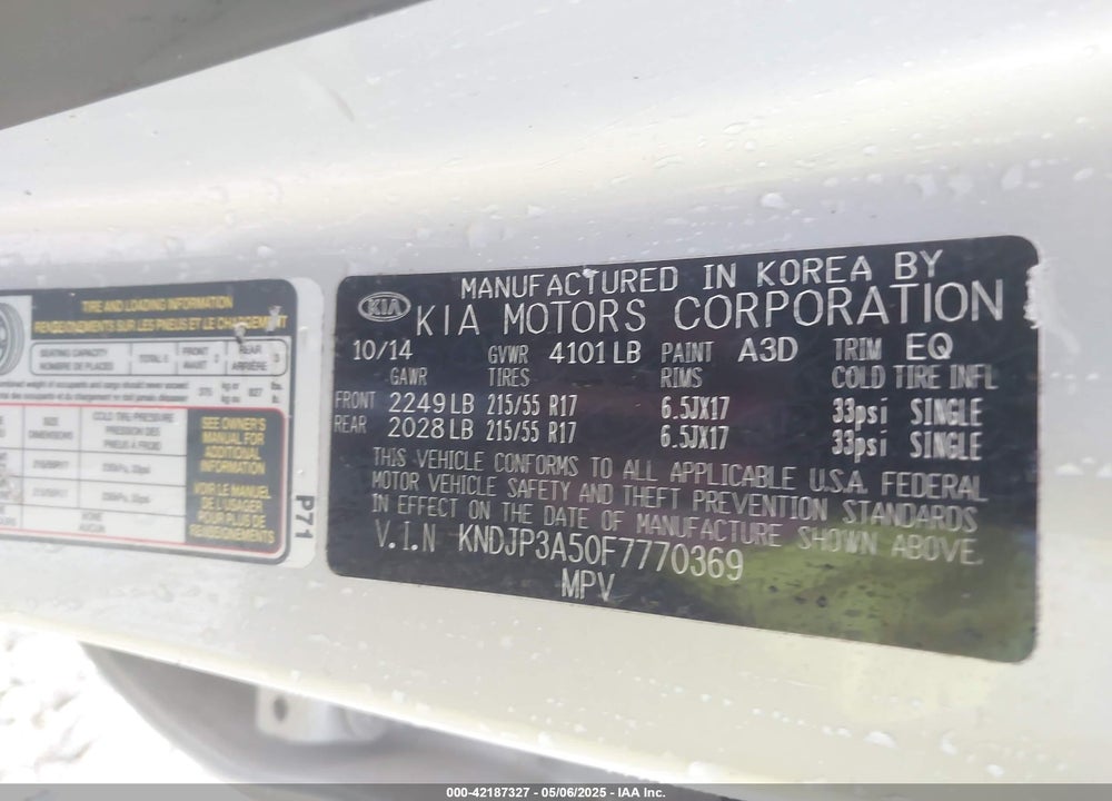2015 KIA SOUL VIN: KNDJP3A50F7770369