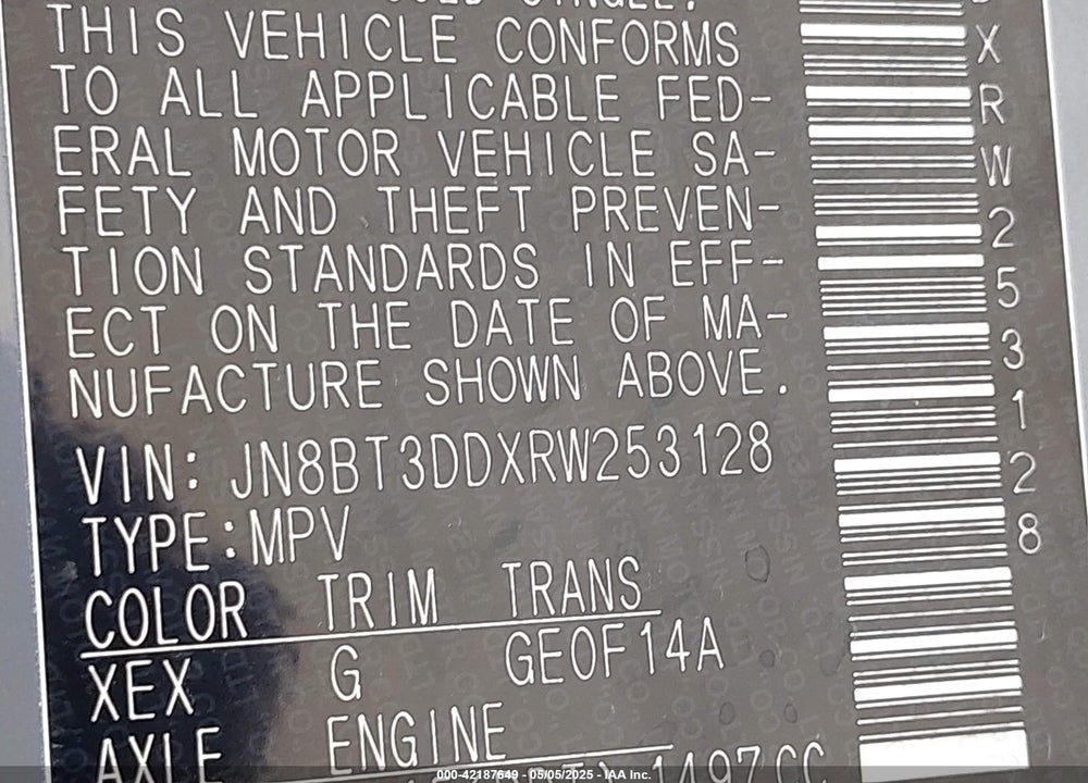 2024 NISSAN ROGUE VIN: JN8BT3DDXRW253128
