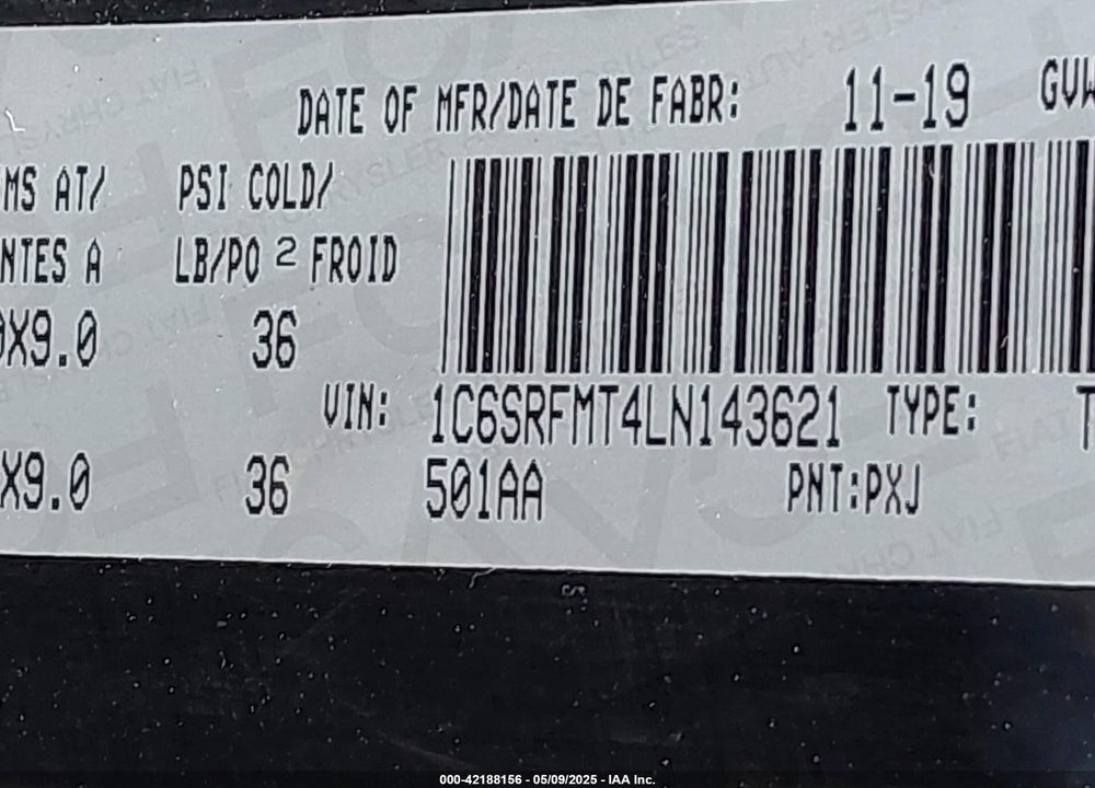 2020 RAM 1500 VIN: 1C6SRFMT4LN143621