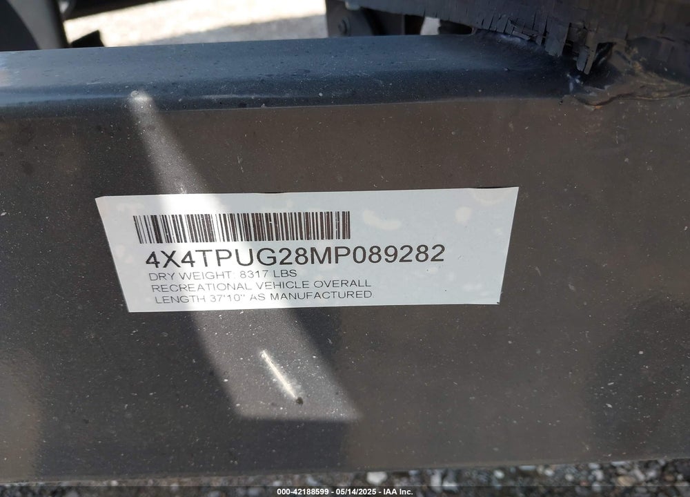 2021 FOREST RIVER PUMA 31FKRK VIN: 4X4TPUG28MP089282