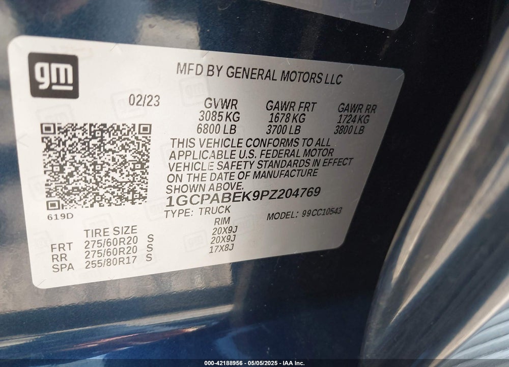 2023 CHEVROLET SILVERADO 1500 2WD SHORT BED CUSTOM VIN: 1GCPABEK9PZ204769