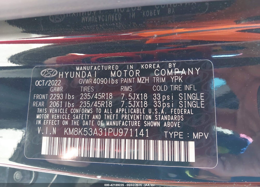 2023 HYUNDAI KONA LIMITED VIN: KM8K53A31PU971141