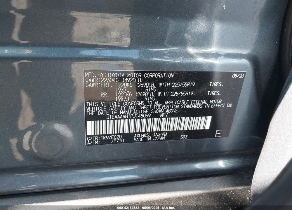 2023 TOYOTA VENZA VIN: JTEAAAAH1PJ148069