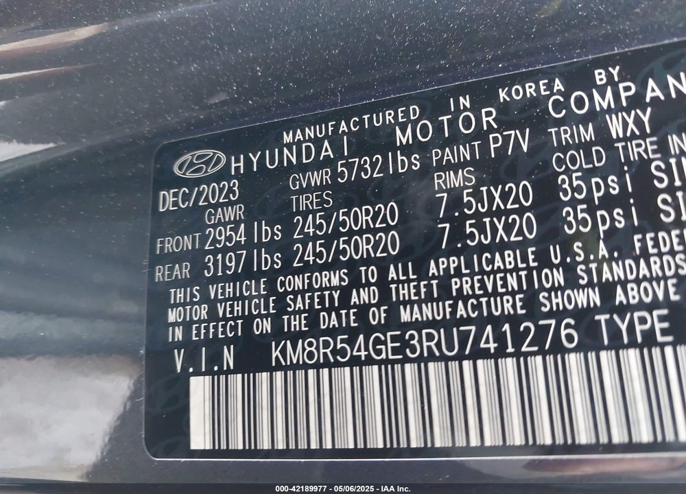 2024 HYUNDAI PALISADE LIMITED VIN: KM8R54GE3RU741276