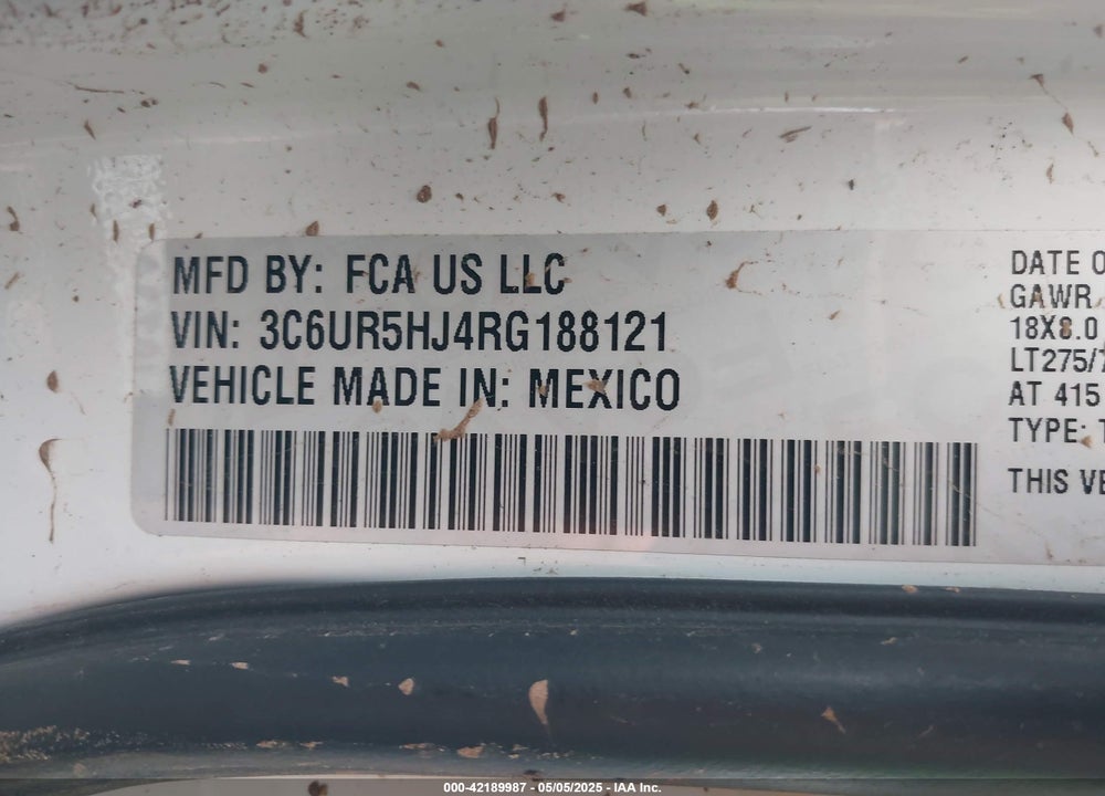2024 RAM 2500 VIN: 3C6UR5HJ4RG188121