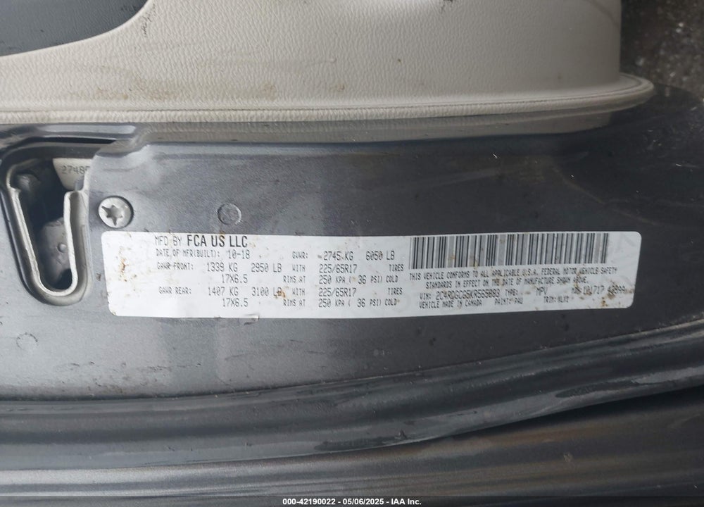 2019 DODGE GRAND CARAVAN SXT VIN: 2C4RDGCG5KR565883