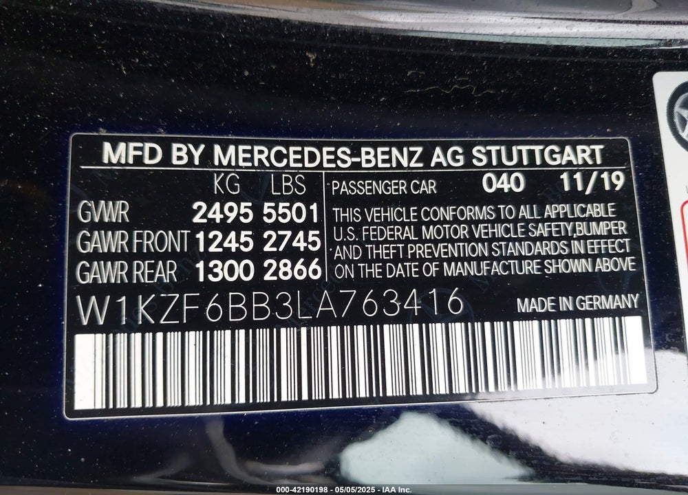 2020 MERCEDES-BENZ AMG E 53 VIN: W1KZF6BB3LA763416