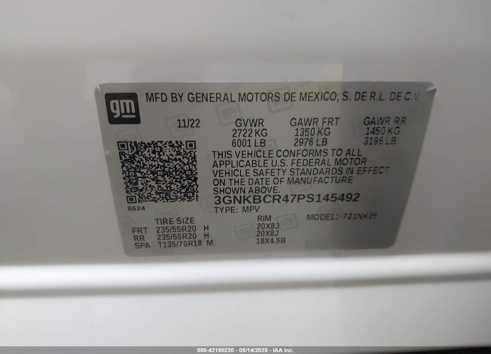 2023 CHEVROLET BLAZER FWD 2LT VIN: 3GNKBCR47PS145492