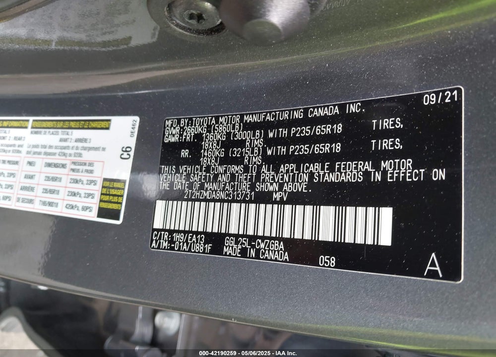 2022 LEXUS RX 350 VIN: 2T2HZMDA8NC313731