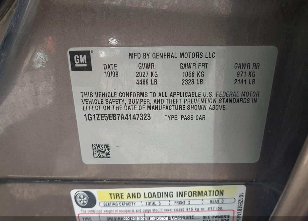 2010 CHEVROLET MALIBU VIN: 1G1ZE5EB7A4147323