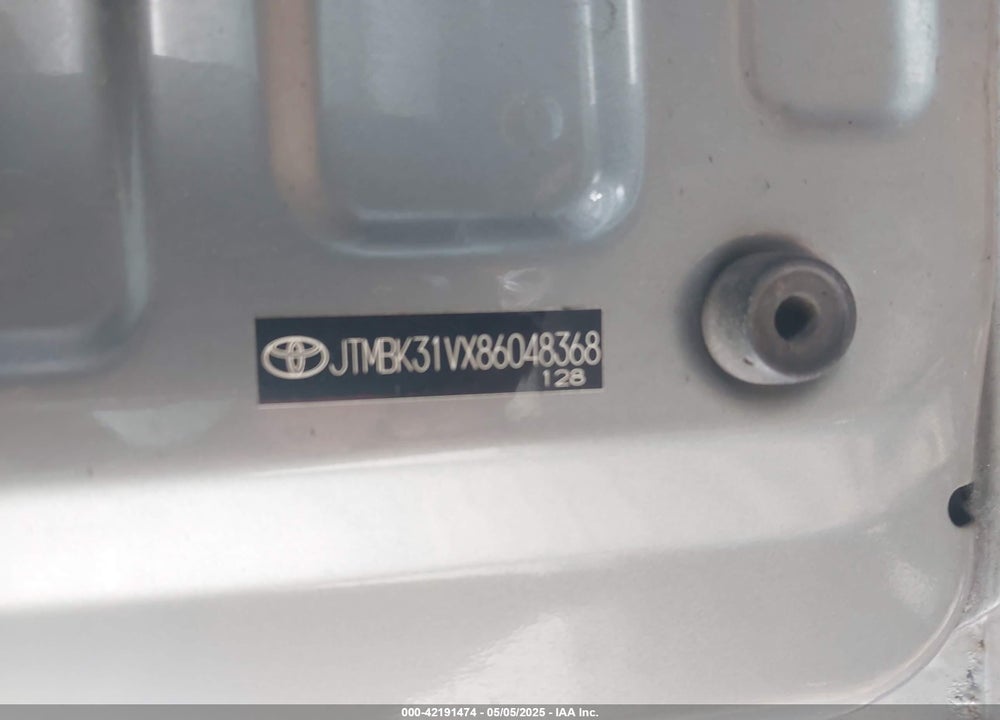 2008 TOYOTA RAV4 VIN: JTMBK31VX86048368