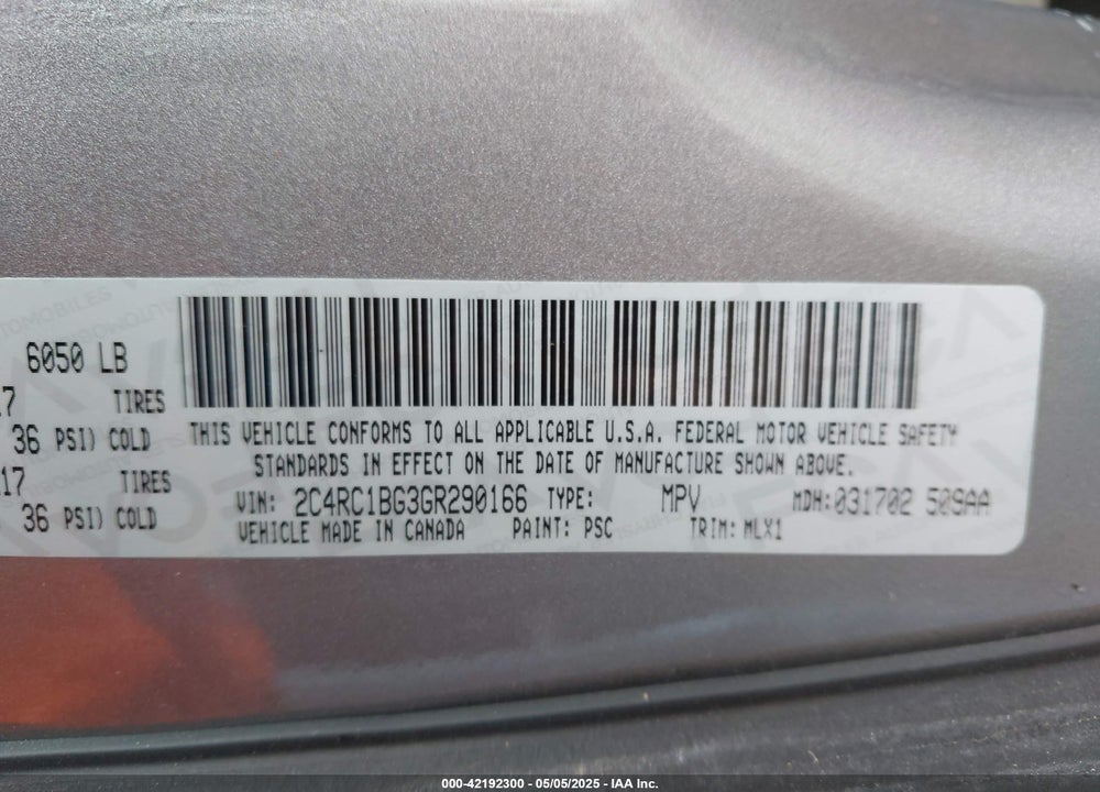 2016 CHRYSLER TOWN & COUNTRY TOURING VIN: 2C4RC1BG3GR290166