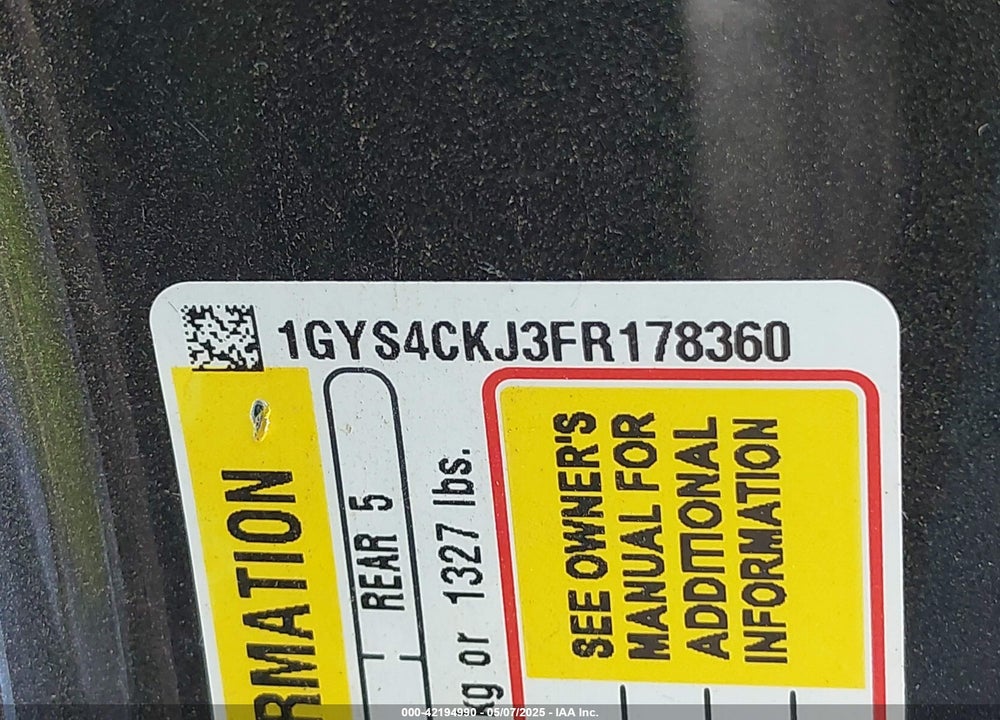 2015 CADILLAC ESCALADE VIN: 1GYS4CKJ3FR178360