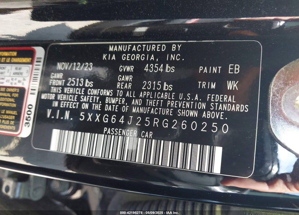 2024 KIA K5 VIN: 5XXG64J25RG260250