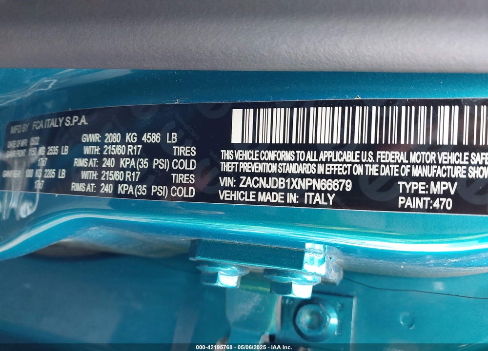 2022 JEEP RENEGADE LATITUDE 4X4 VIN: ZACNJDB1XNPN66679