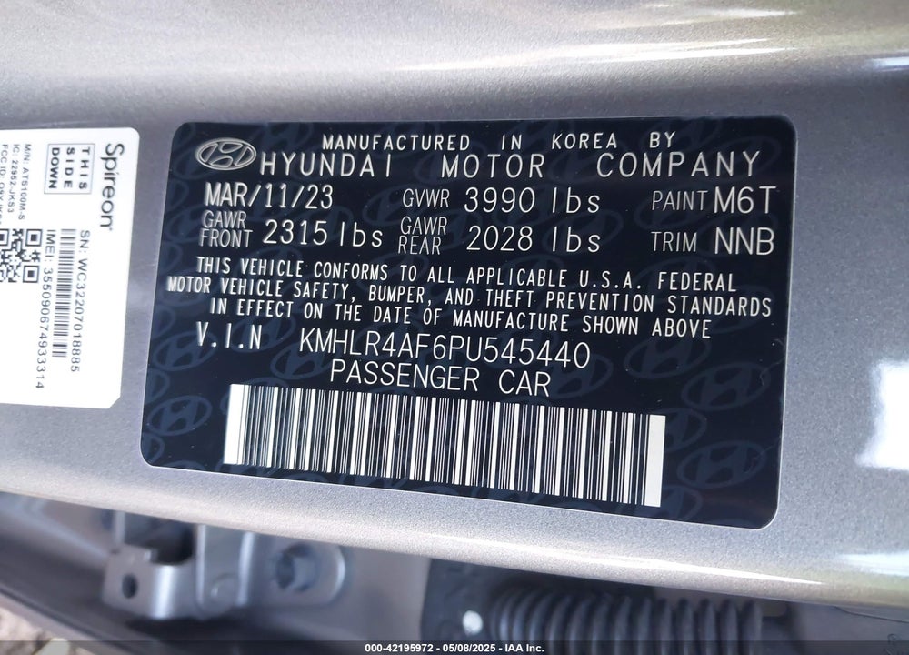 2023 HYUNDAI ELANTRA N LINE VIN: KMHLR4AF6PU545440