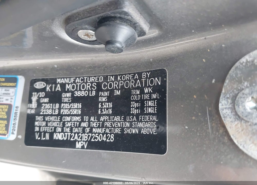 2011 KIA SOUL VIN: KNDJT2A21B7250428