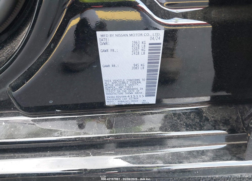 2024 NISSAN ALTIMA VIN: 1N4BL4DV4RN415115