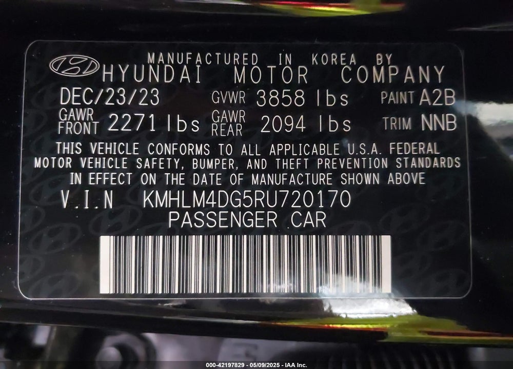 2024 HYUNDAI ELANTRA VIN: KMHLM4DG5RU720170