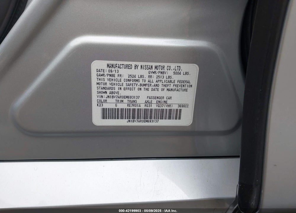 2014 INFINITI Q50 VIN: JN1BV7AR0EM693137