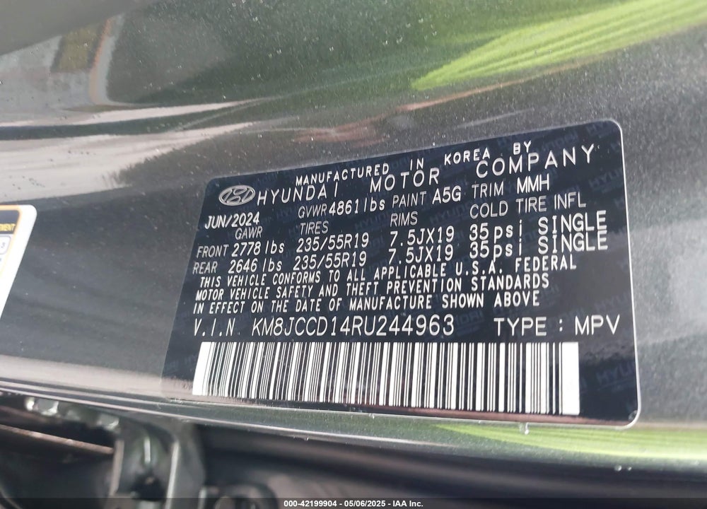 2024 HYUNDAI TUCSON HYBRID SEL CONVENIENCE VIN: KM8JCCD14RU244963