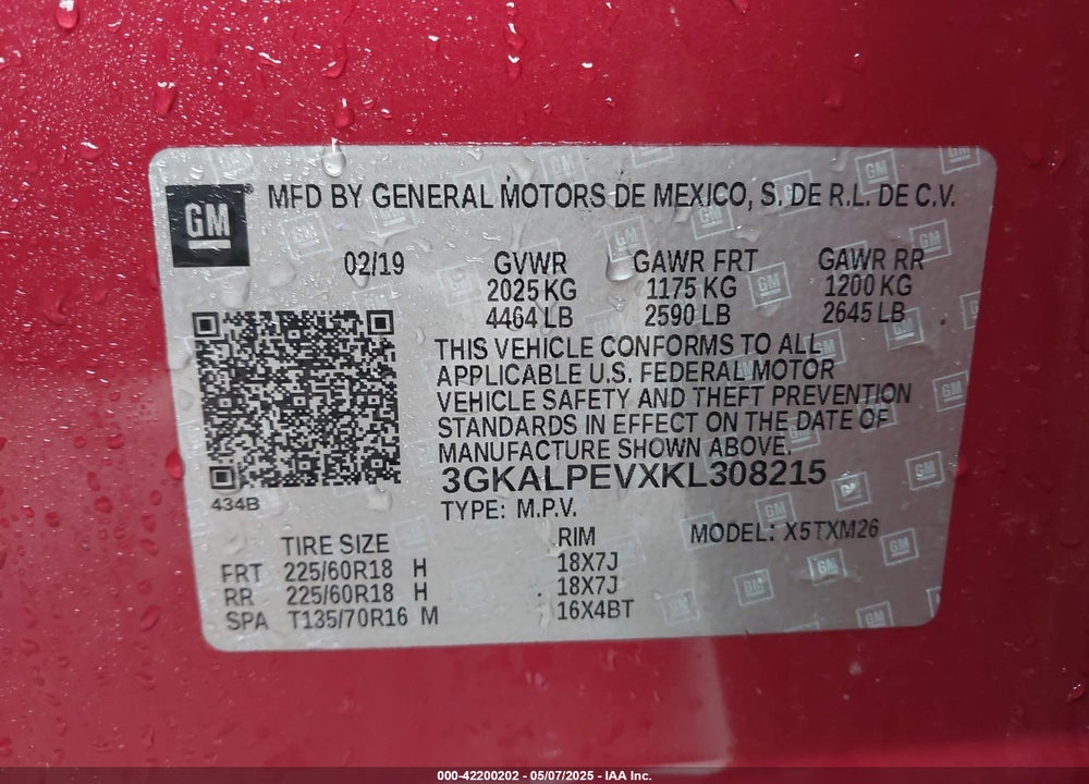 2019 GMC TERRAIN SLT VIN: 3GKALPEVXKL308215