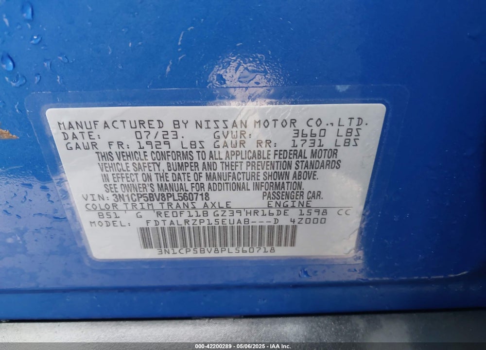 2023 NISSAN KICKS VIN: 3N1CP5BV8PL560718