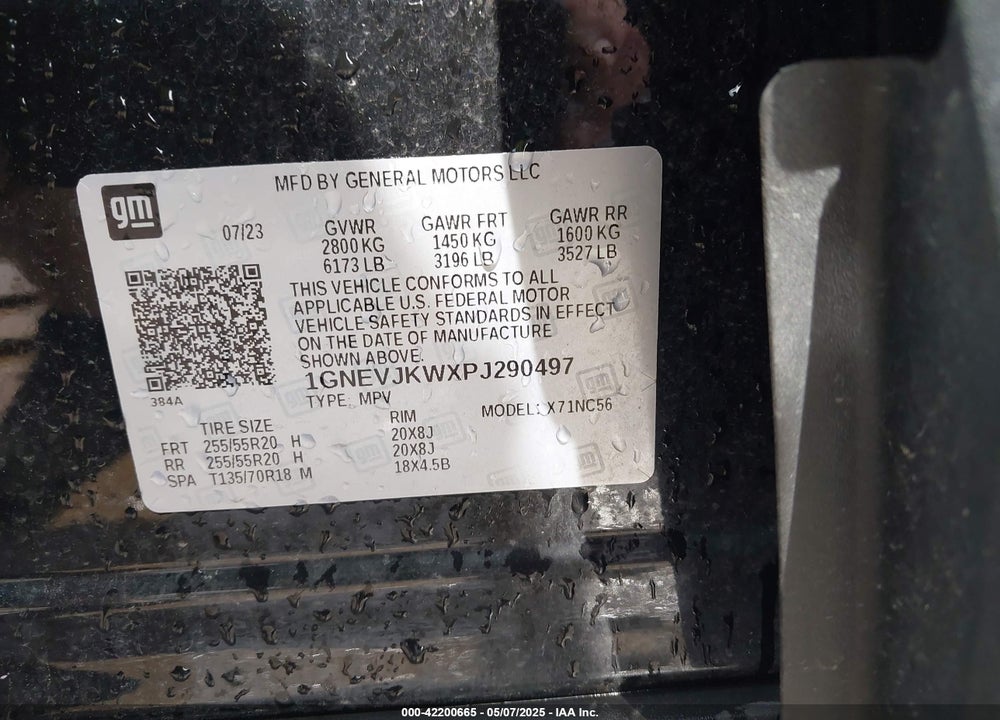 2023 CHEVROLET TRAVERSE AWD RS VIN: 1GNEVJKWXPJ290497