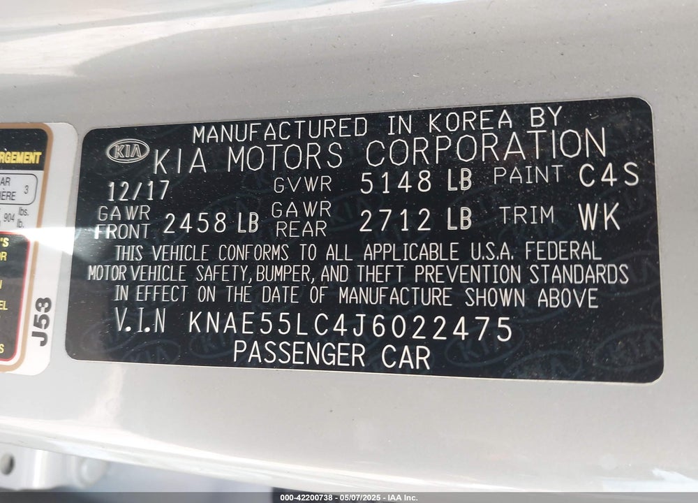 2018 KIA STINGER VIN: KNAE55LC4J6022475
