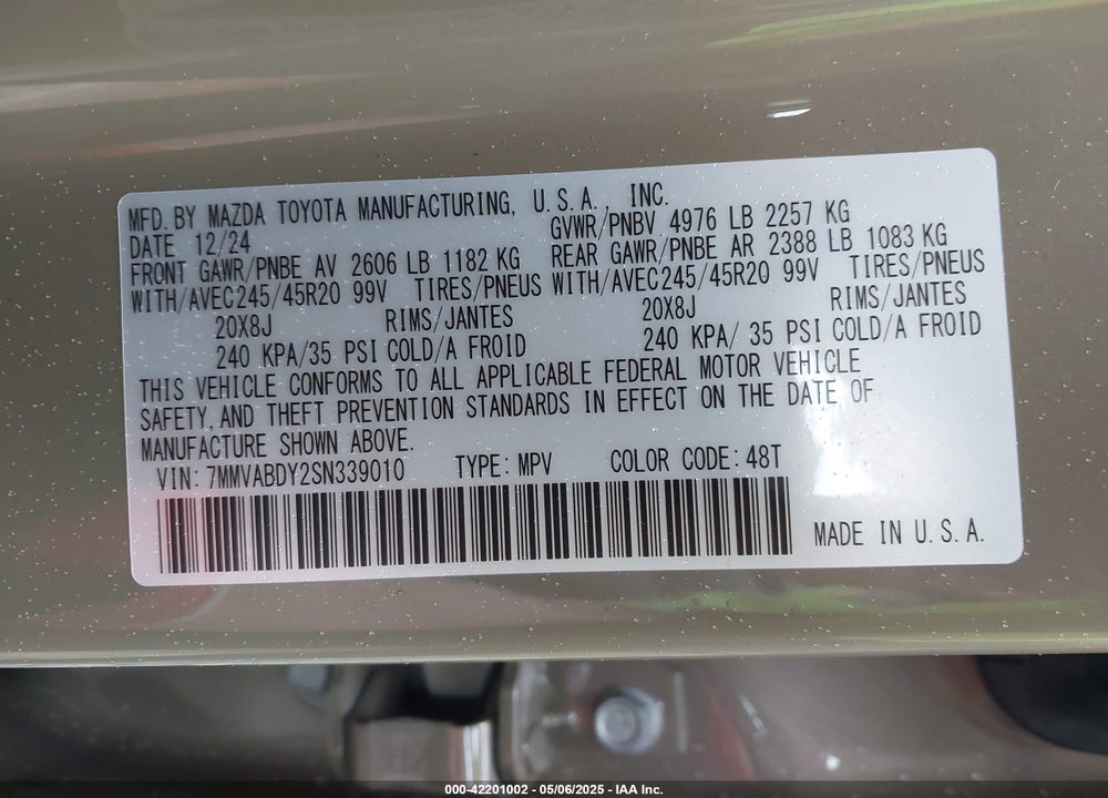 2025 MAZDA CX-50 VIN: 7MMVABDY2SN339010