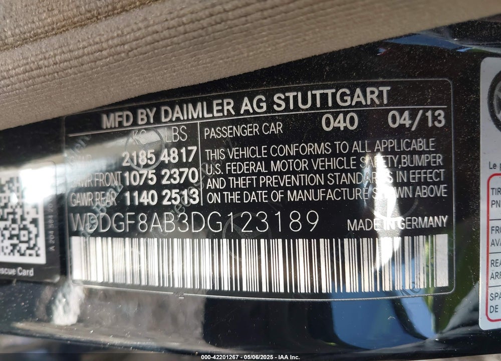 2013 MERCEDES-BENZ C VIN: WDDGF8AB3DG123189