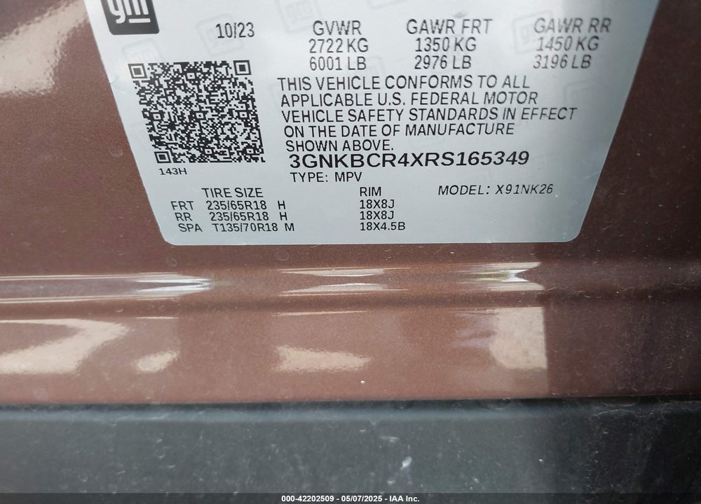 2024 CHEVROLET BLAZER VIN: 3GNKBCR4XRS165349