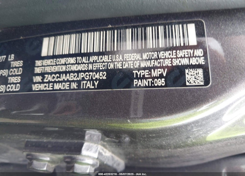 2018 JEEP RENEGADE VIN: ZACCJAAB2JPG70452