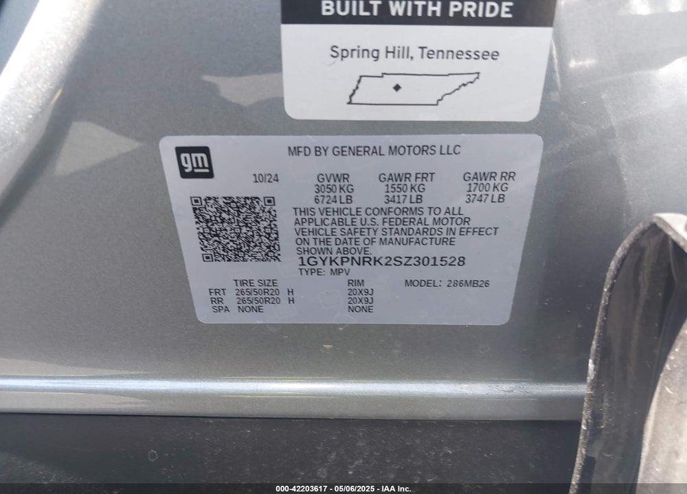 2025 CADILLAC LYRIQ LUXURY W/1SC VIN: 1GYKPNRK2SZ301528
