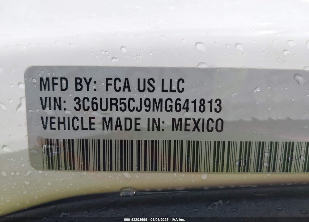 2021 RAM 2500 TRADESMAN 4X4 6'4 BOX VIN: 3C6UR5CJ9MG641813