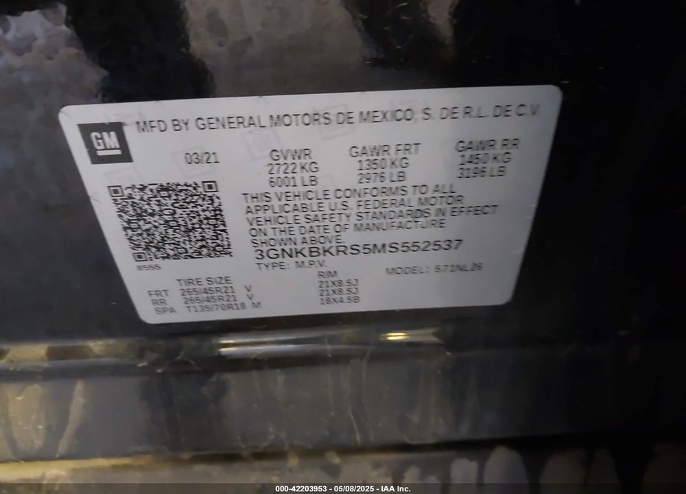 2021 CHEVROLET BLAZER AWD RS VIN: 3GNKBKRS5MS552537