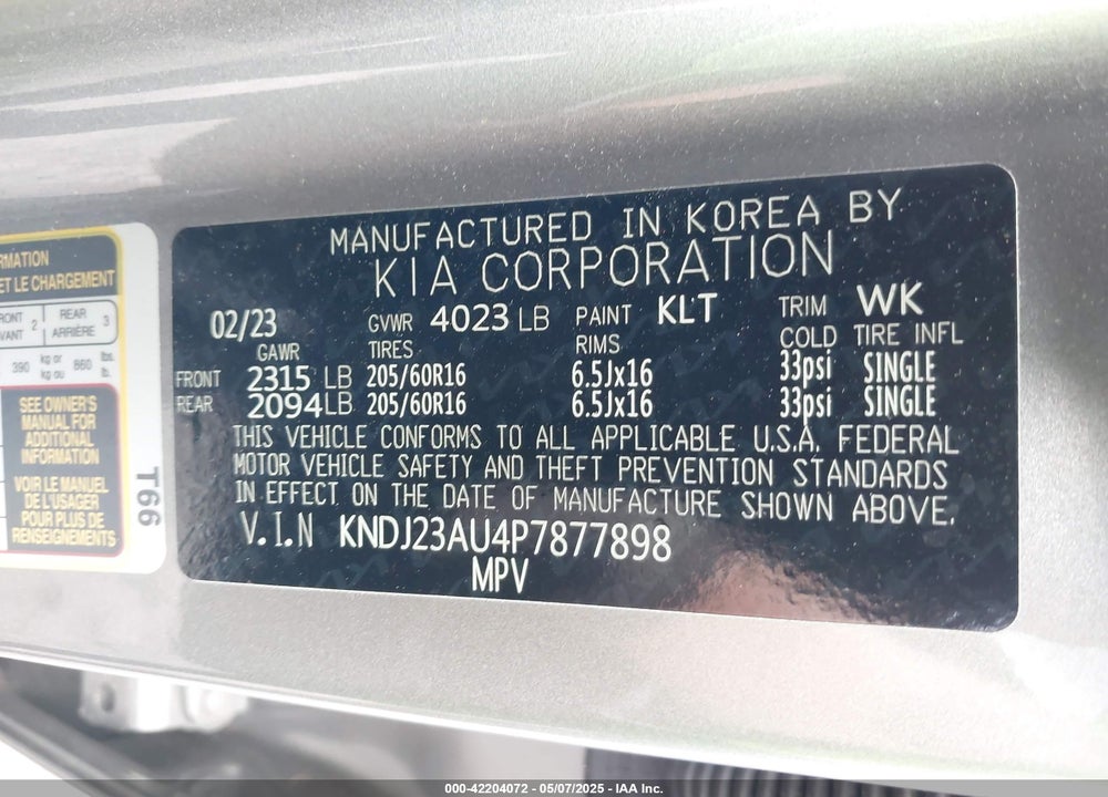2023 KIA SOUL VIN: KNDJ23AU4P7877898