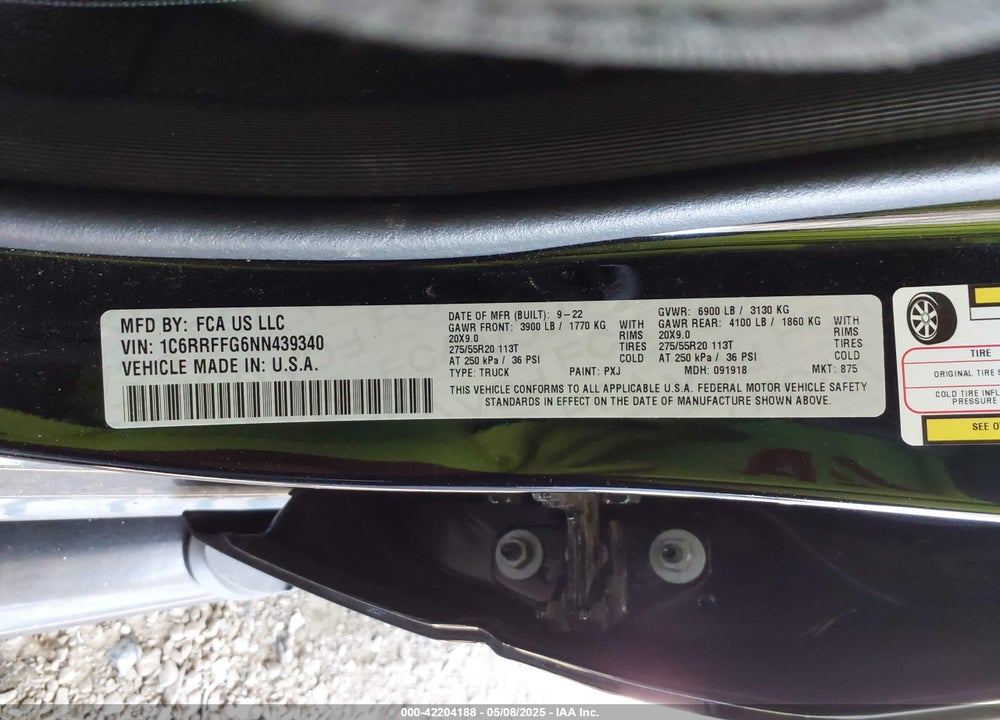 2022 RAM 1500 VIN: 1C6RRFFG6NN439340