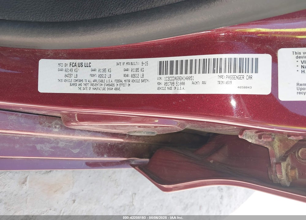 2016 CHRYSLER 200 VIN: 1C3CCCAG9GN140051