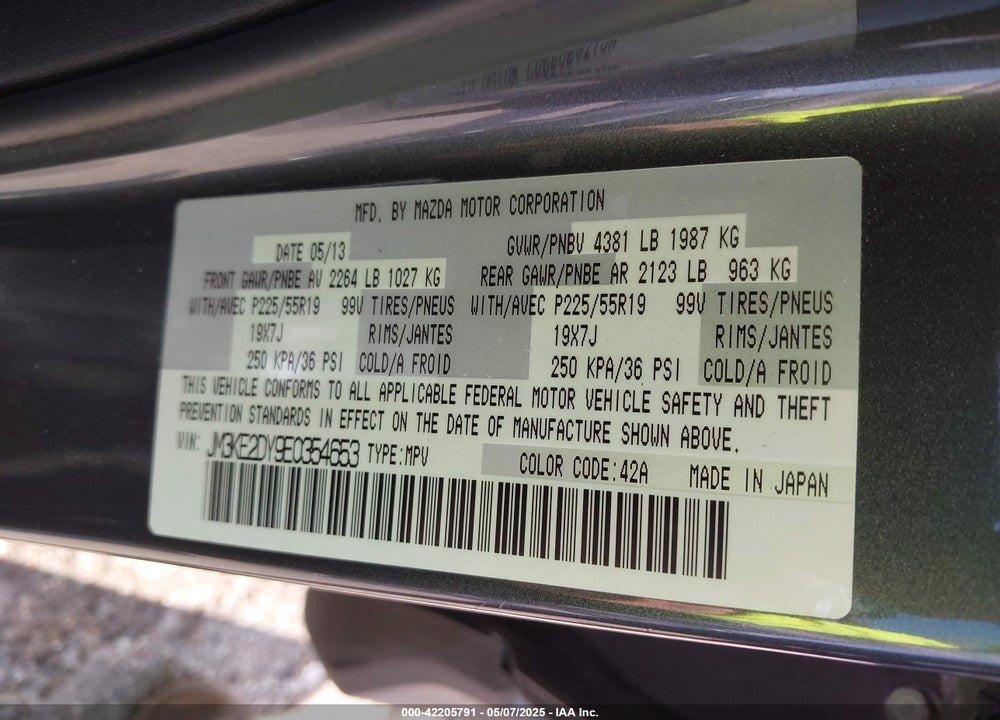 2014 MAZDA CX-5 GRAND TOURING VIN: JM3KE2DY9E0354653