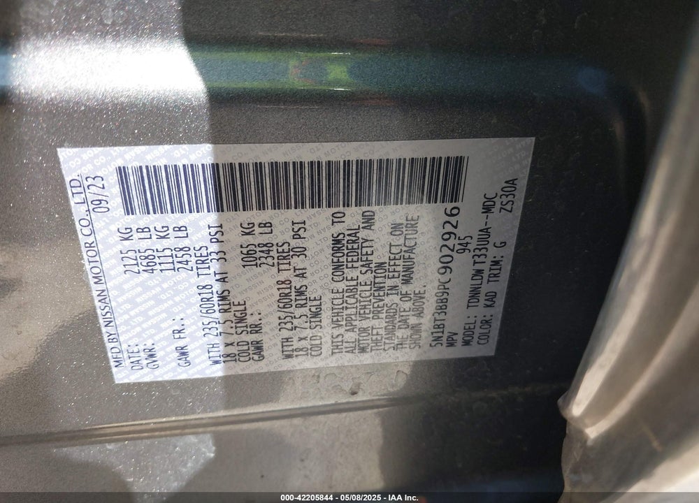 2023 NISSAN ROGUE VIN: 5N1BT3BB9PC902926