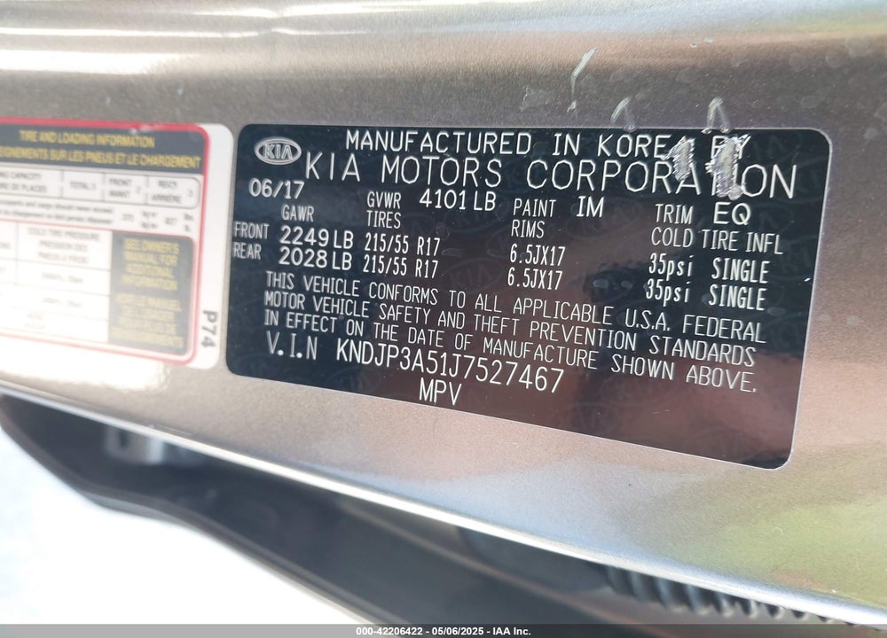 2018 KIA SOUL VIN: KNDJP3A51J7527467