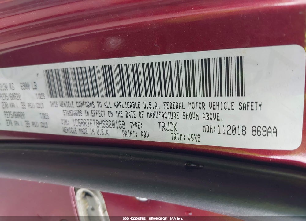 2017 RAM 1500 EXPRESS 4X4 6'4 BOX VIN: 1C6RR7FT8HS620139