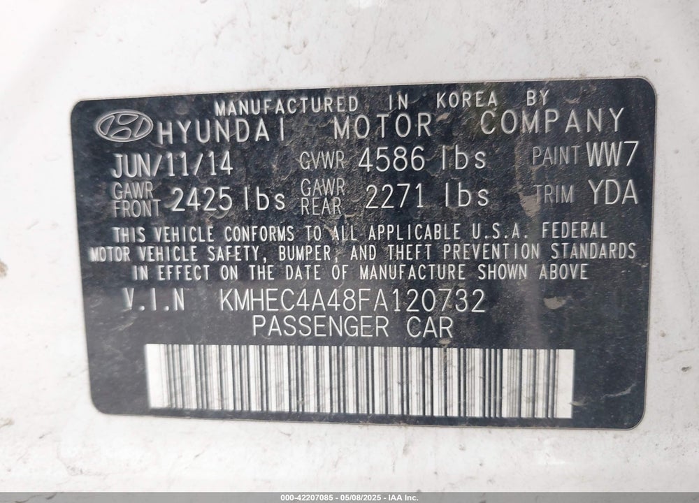 2015 HYUNDAI SONATA HYBRID LIMITED VIN: KMHEC4A48FA120732