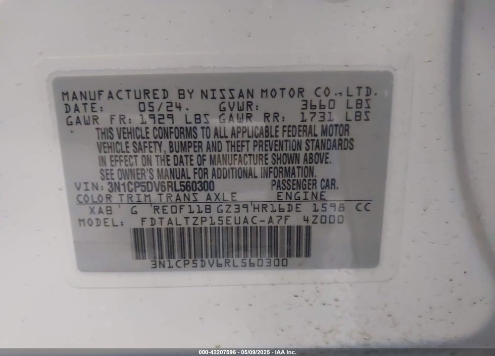 2024 NISSAN KICKS VIN: 3N1CP5DV6RL560300