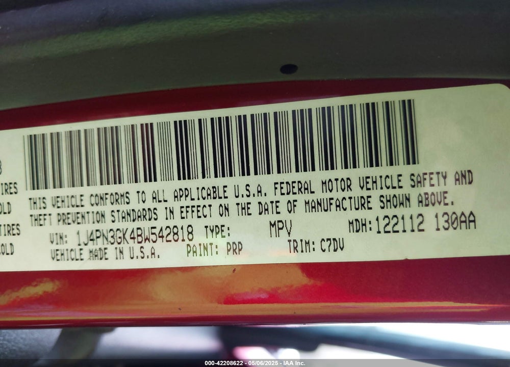 2011 JEEP LIBERTY RENEGADE VIN: 1J4PN3GK4BW542818