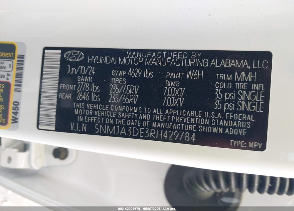 2024 HYUNDAI TUCSON SE VIN: 5NMJA3DE3RH429784