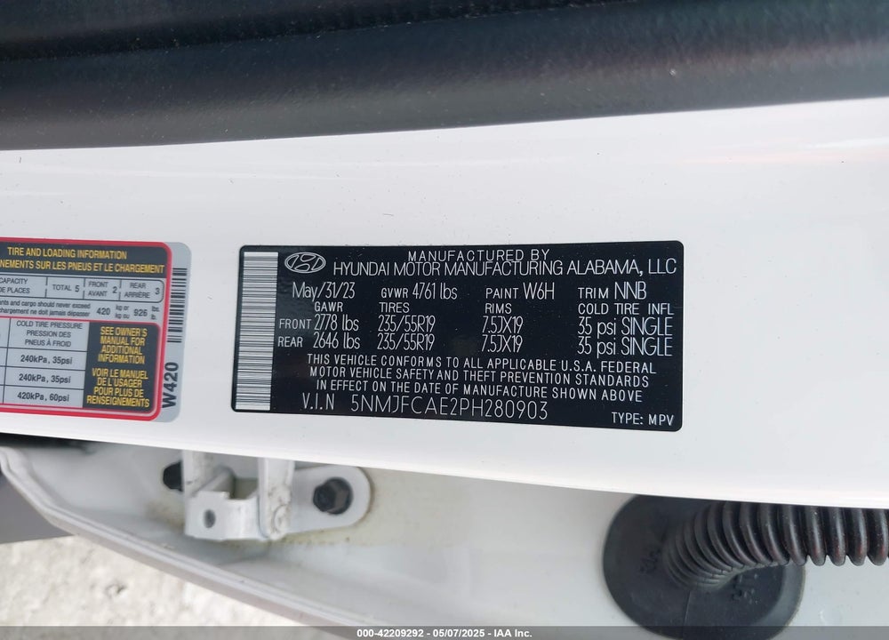 2023 HYUNDAI TUCSON VIN: 5NMJFCAE2PH280903