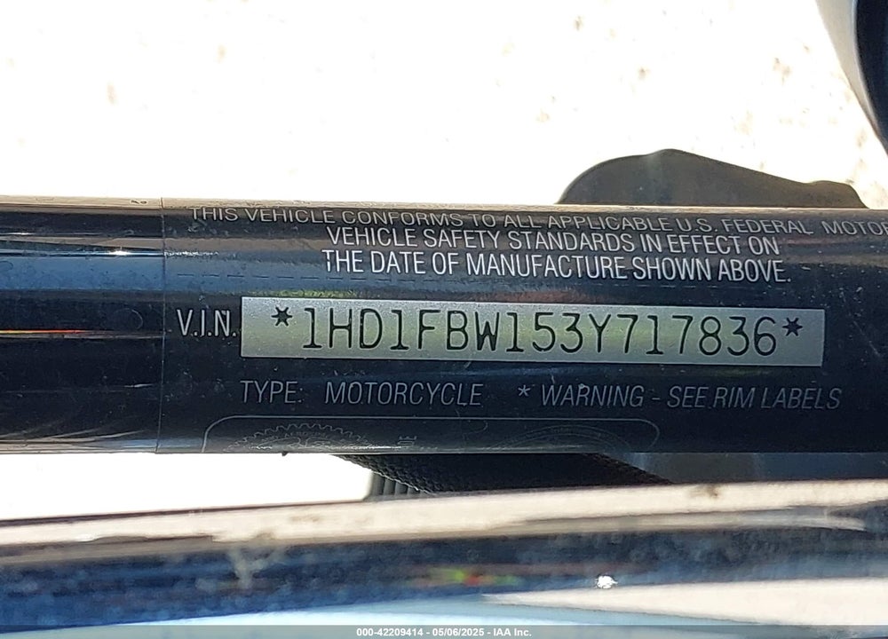 2003 HARLEY-DAVIDSON FLHRI VIN: 1HD1FBW153Y717836