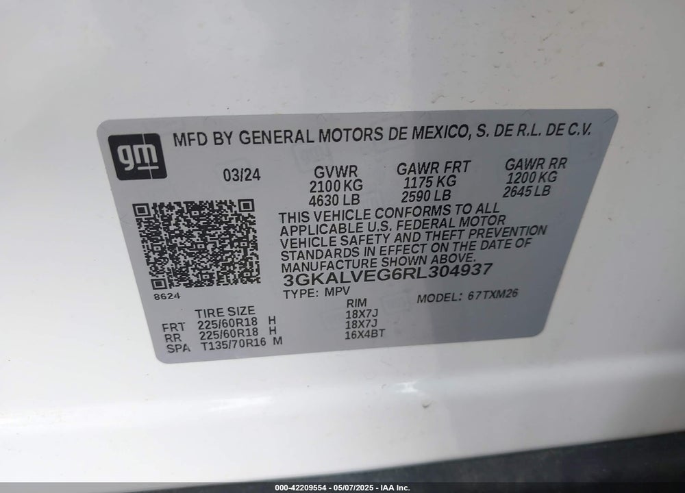 2024 GMC TERRAIN VIN: 3GKALVEG6RL304937